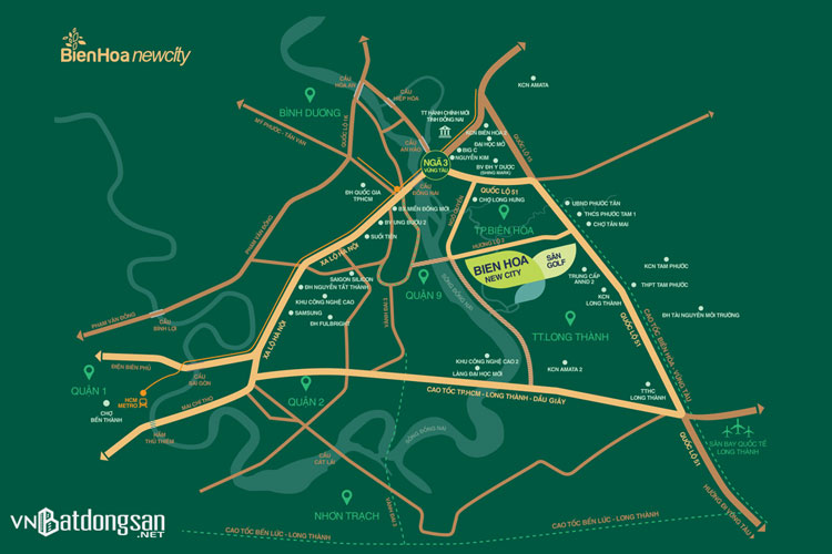 Vị tr&iacute; dự &aacute;n Bi&ecirc;n H&ograve;a New City