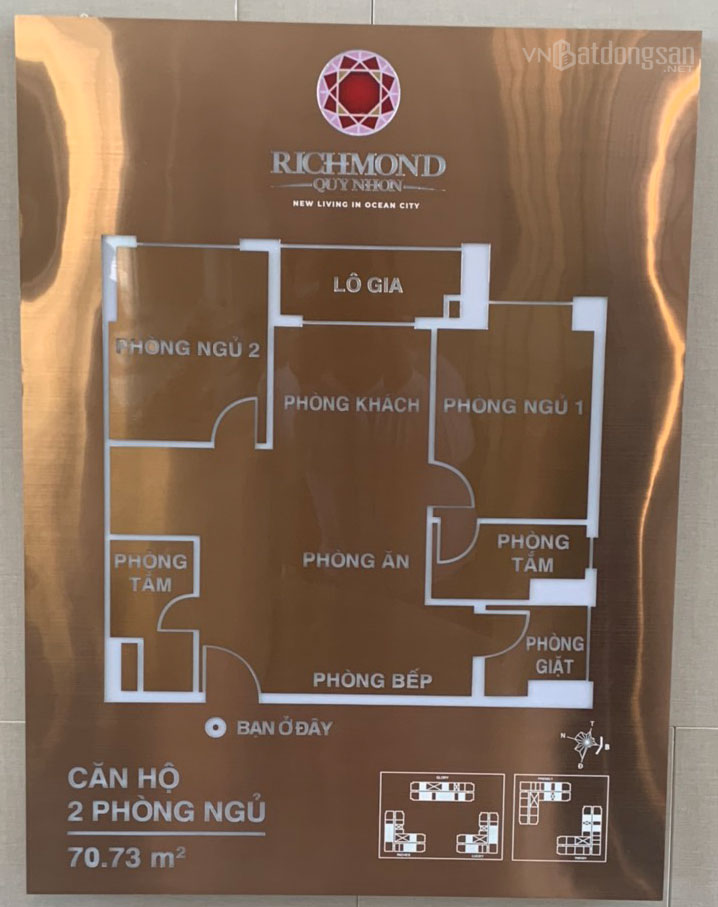 Mẫu thiết kế căn hộ 2 ph&ograve;ng ngủ - Căn hộ Richmond Quy Nhơn